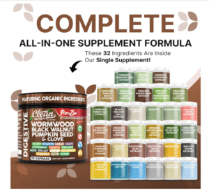 Clean Nutra Wormwood Black Walnut Pumpkin Seed Clove Oil Celery Garlic Grape Papaya Neem Diatomaceous Earth Womens Probiotic Gut Health Cleanse Detox...