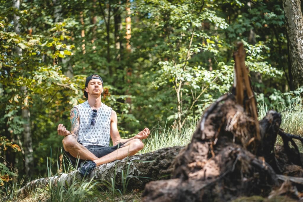 meditating in the woods