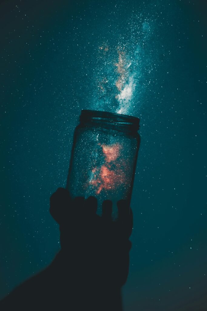 a jar with the milky way
